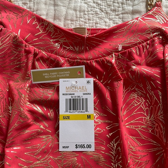 MICHAEL MICHAEL KORS SANGRIA Maxi Chain Dress Printed Sz Medium Orange and Gold - Picture 9 of 12